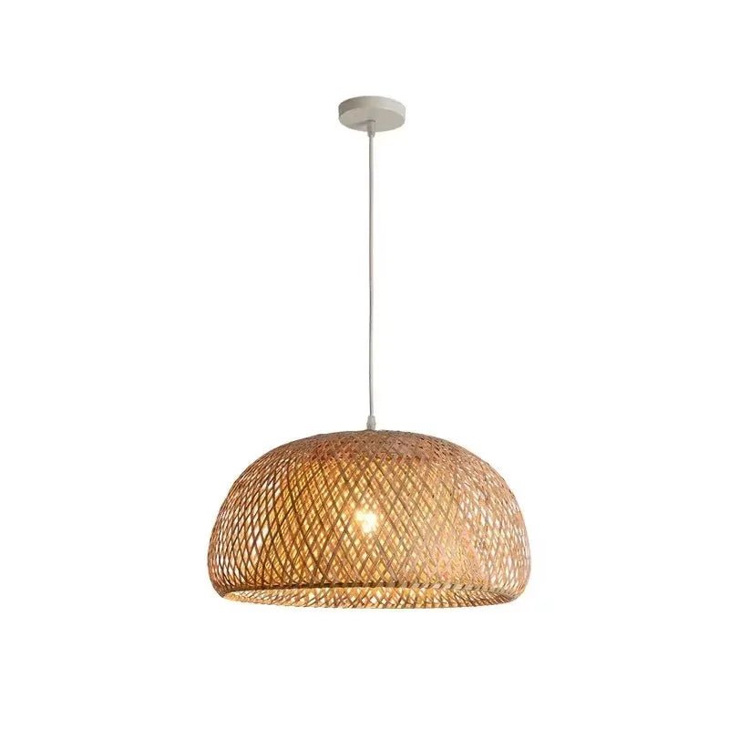 Handwoven Bamboo Wicker Pendant Light in Beige - Decorbites