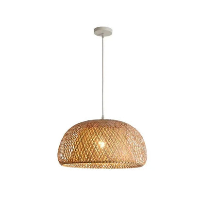 Handwoven Bamboo Wicker Pendant Light in Beige - Decorbites