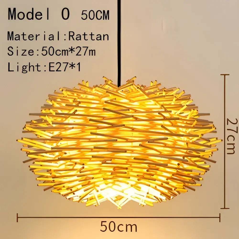 Golden handwoven rattan pendant light with a woven spherical design and e27 bulb for dining room use