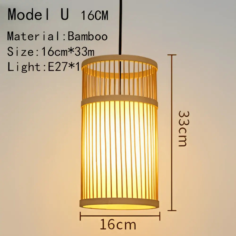 Handwoven black woven pendant light with warm-toned bamboo vertical slats and e27 bulb socket for dining room lighting