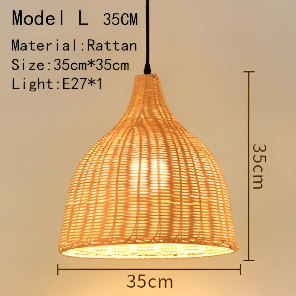Handwoven black woven pendant light made of rattan with a warm-toned natural texture for dining room use