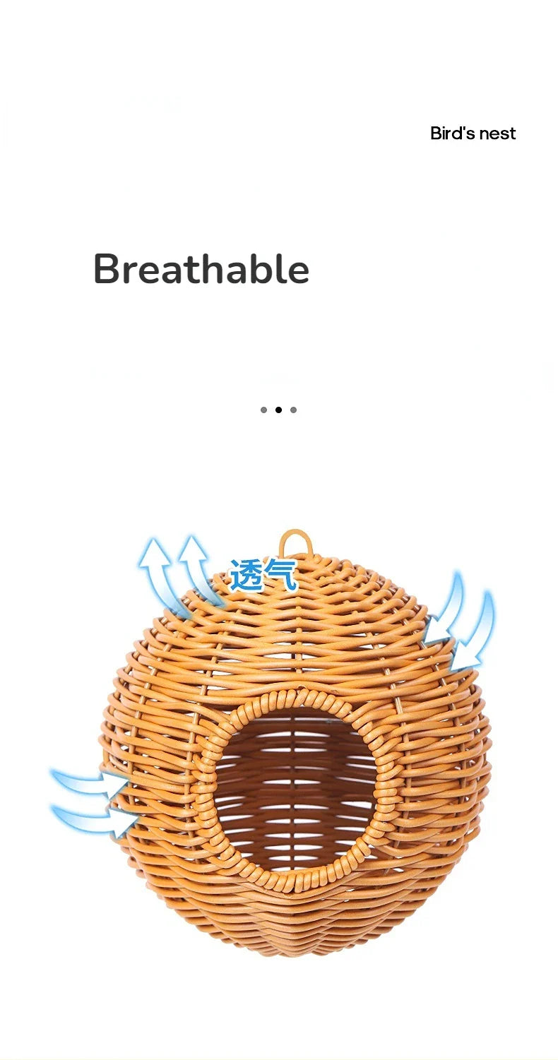 Handwoven Grass Bird Cage Hut for Small Birds