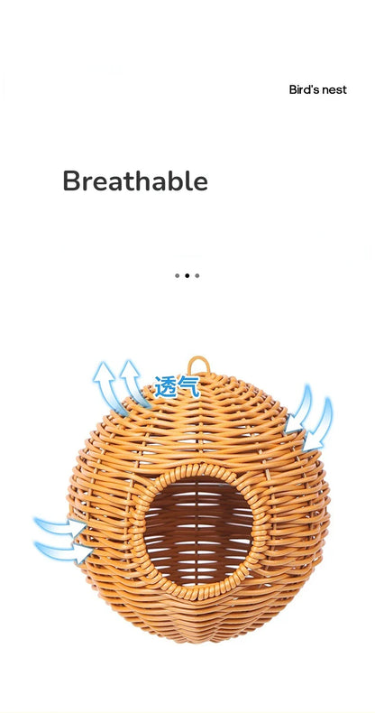 Handwoven Grass Bird Cage Hut for Small Birds