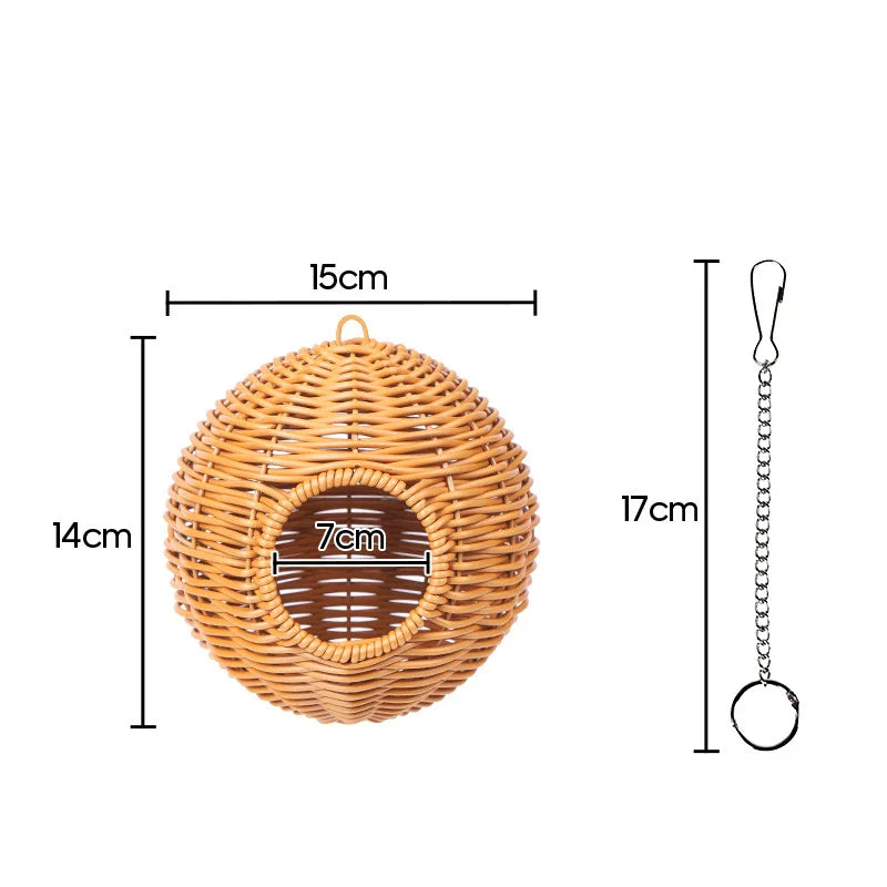 Handwoven Grass Bird Cage Hut for Small Birds
