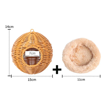 Handwoven Grass Bird Cage Hut for Small Birds - B