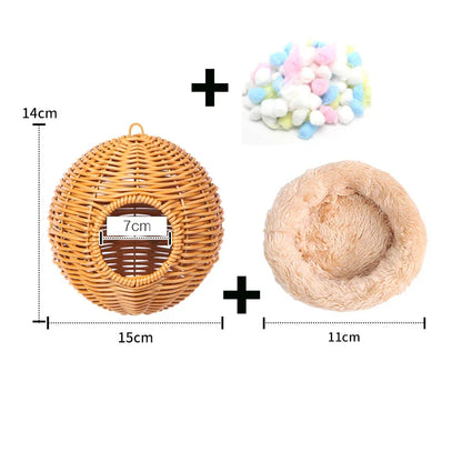 Handwoven Grass Bird Cage Hut for Small Birds - G