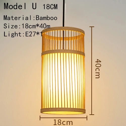 Handwoven Rattan Bamboo Pendant Light in Black - Decorbites