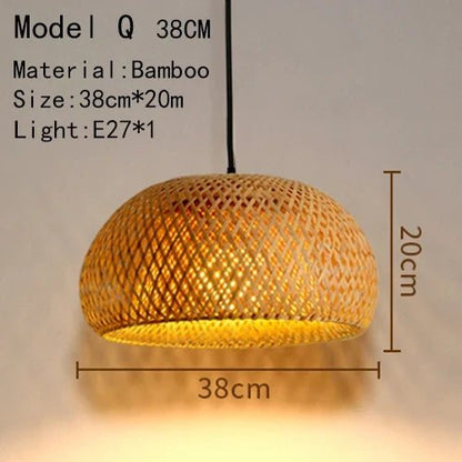 Handwoven Rattan Bamboo Pendant Light in Black - Decorbites