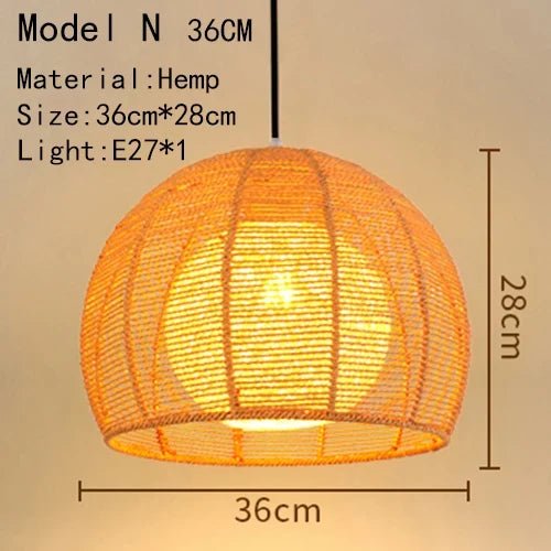 Handwoven Rattan Bamboo Pendant Light in Black - Decorbites