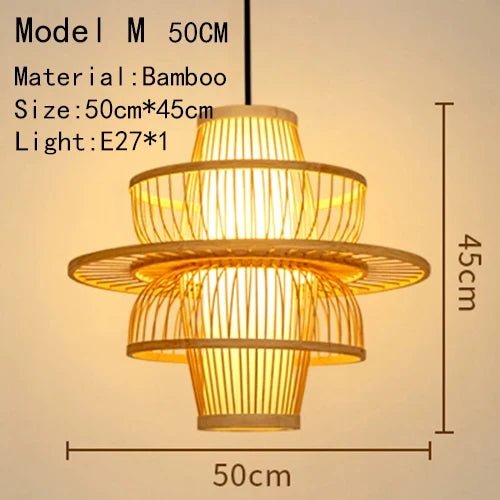 Handwoven Rattan Bamboo Pendant Light in Black - Decorbites