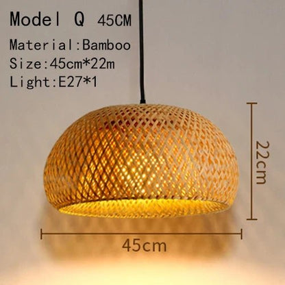 Handwoven Rattan Bamboo Pendant Light in Black - Decorbites