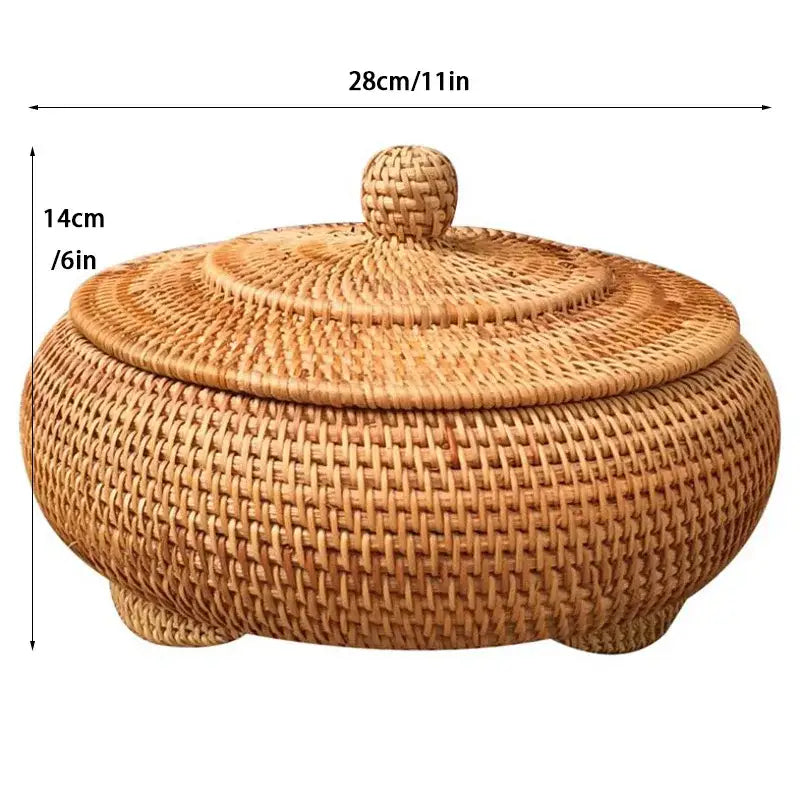 Handwoven rattan storage box with lid natural color decorbites handwoven rattan storage for kitchen organization