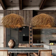 Handwoven Wicker Pendant Light in Natural Straw Shade - Decorbites