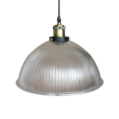 Hanging Ceiling Light with Dome Prismatic Glass - Industrial Pendant Lighting for Living Room