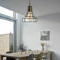 Hanging Ceiling Pendant Light with Bell Cage Shade - Industrial Metal Design for Dining Room - Direct Wired or Plug-In Option