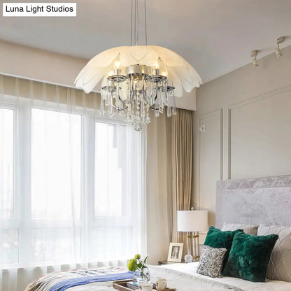 Lámpara de techo colgante con 5 bombillas - Lámpara moderna de cristal, marco cromado y cristal K9