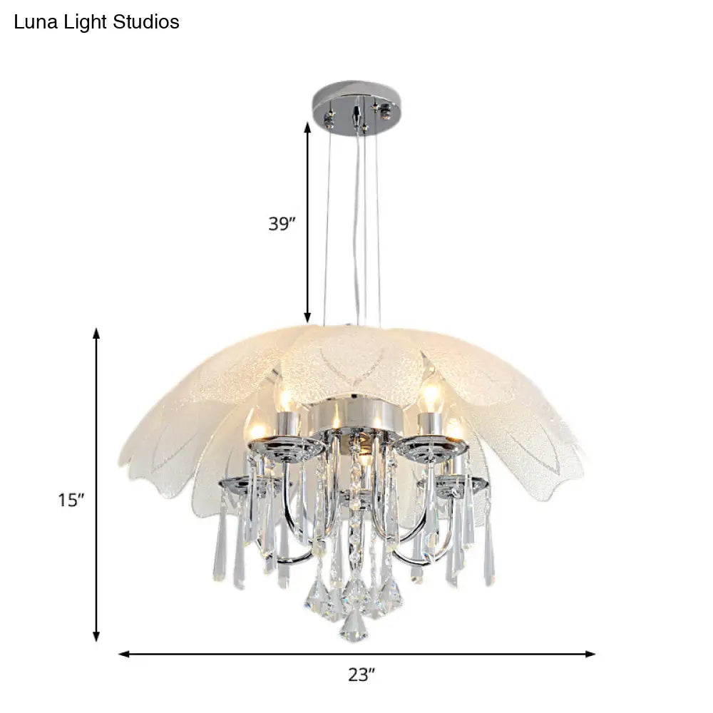 Lámpara de techo colgante con 5 bombillas - Lámpara moderna de cristal, marco cromado y cristal K9