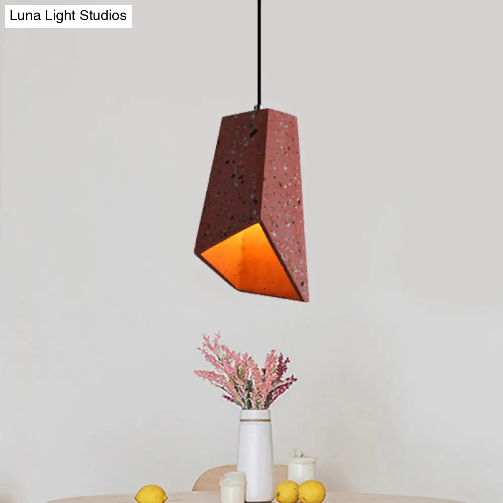 Hanging Geometric Nordic Terrazzo Pendant Lamp - 1 Head, White/Black/Red - Ideal for Coffee Shop