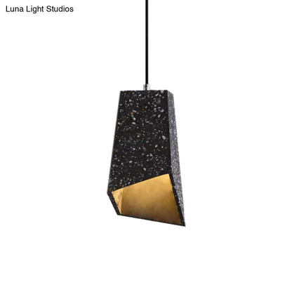 Hanging Geometric Nordic Terrazzo Pendant Lamp - 1 Head, White/Black/Red - Ideal for Coffee Shop