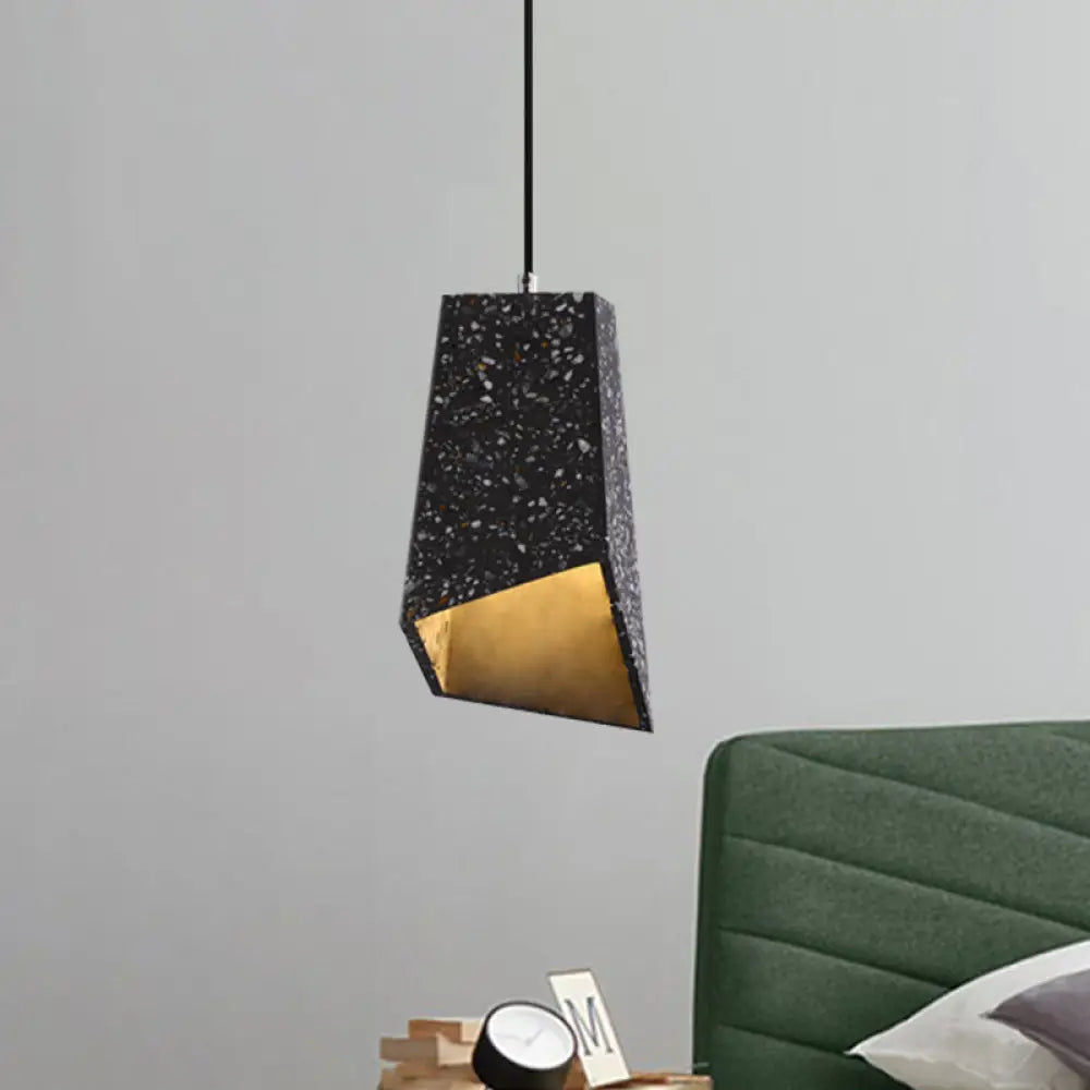 Hanging Geometric Nordic Terrazzo Pendant Lamp - 1 Head, White/Black/Red - Ideal for Coffee Shop