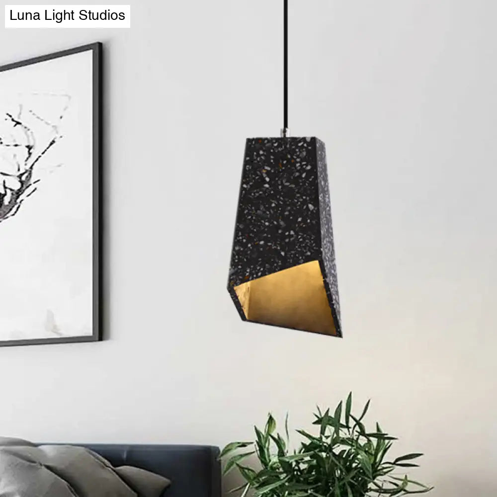 Hanging Geometric Nordic Terrazzo Pendant Lamp - 1 Head, White/Black/Red - Ideal for Coffee Shop