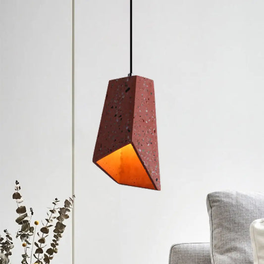 Hanging Geometric Nordic Terrazzo Pendant Lamp - 1 Head, White/Black/Red - Ideal for Coffee Shop