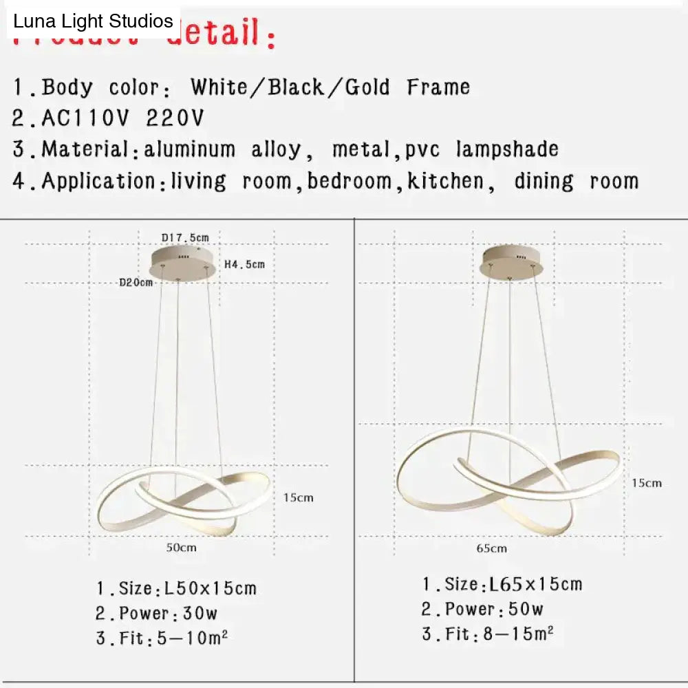 DecorBites™ Hanging Lamp Moedern Led Pendant Light For Living Room Bedroom Dining Room Kitchen Lustres White&Black&Gold Pendant Lamp Fixture