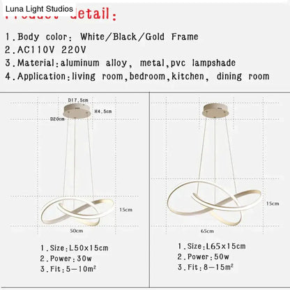 DecorBites™ Hanging Lamp Moedern Led Pendant Light For Living Room Bedroom Dining Room Kitchen Lustres White&Black&Gold Pendant Lamp Fixture