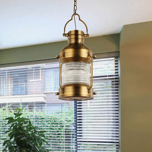 Hanging Pendant Light with Clear Glass Shade - Brass Finish - Perfect for Factory Dining Rooms