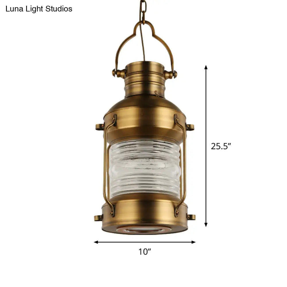 Hanging Pendant Light with Clear Glass Shade - Brass Finish - Perfect for Factory Dining Rooms