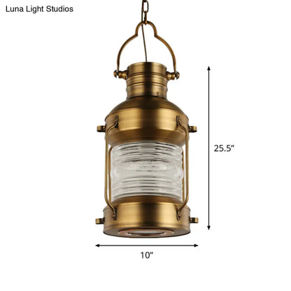 Hanging Pendant Light with Clear Glass Shade - Brass Finish - Perfect for Factory Dining Rooms