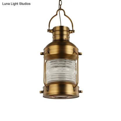 Hanging Pendant Light with Clear Glass Shade - Brass Finish - Perfect for Factory Dining Rooms