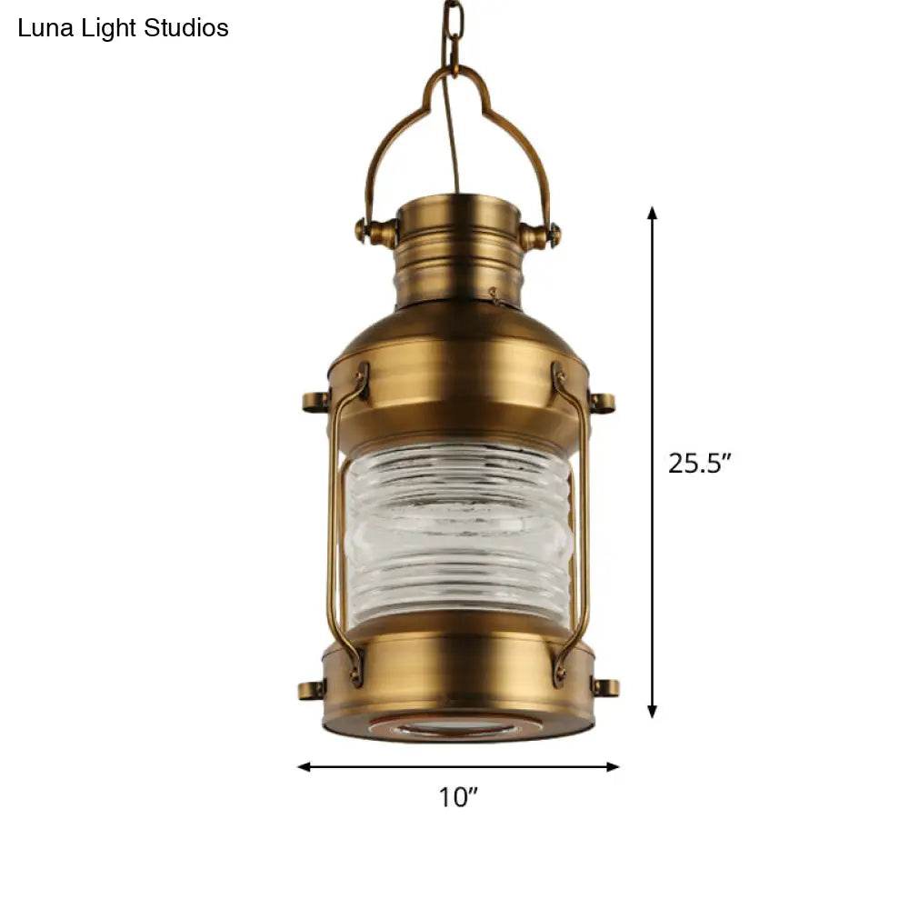 Hanging Pendant Light with Clear Glass Shade - Brass Finish - Perfect for Factory Dining Rooms