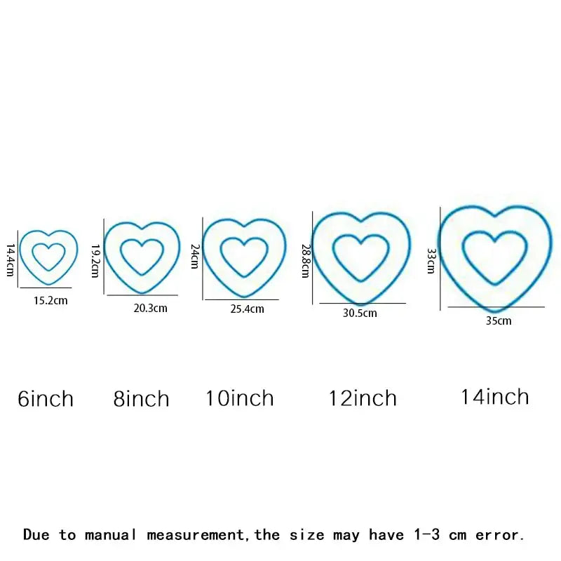 A set of five blue heart cake mold cookie cutters in sizes 6 to 14 inches for decorbites heart cake baking and decorating