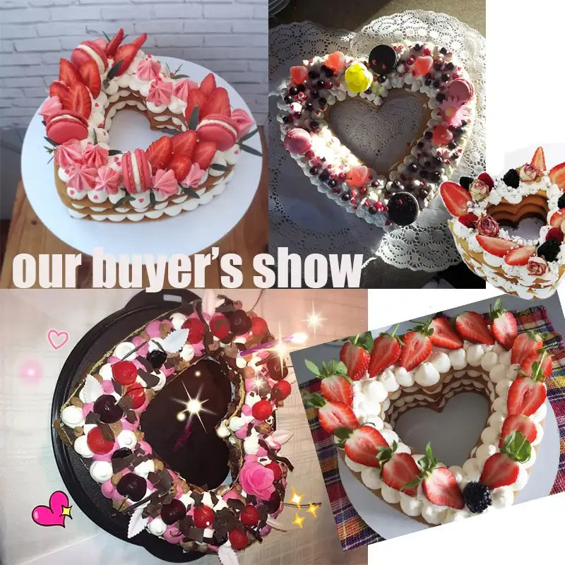 Heart cake mold baked decorbites heart cake decorated with fresh strawberries pink macarons and assorted berries