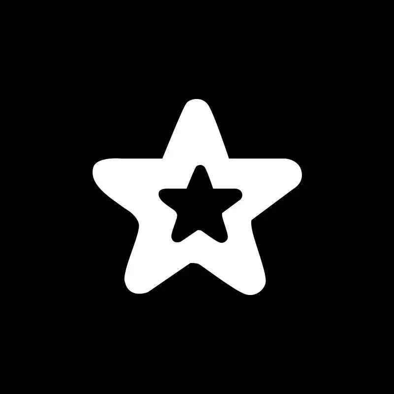White star-shaped icon with black inner star on black background for decorbites heart cake mold baking use