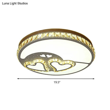 DecorBites™ DecorBites™ Heart Crystal Flush Mount LED Ceiling Lamp - Modern Bedroom Fixture in White