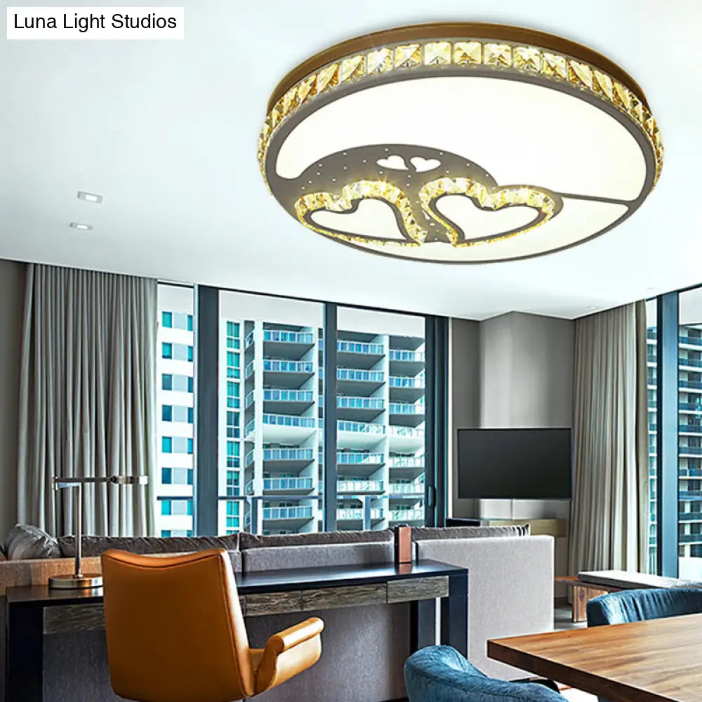 DecorBites™ DecorBites™ Heart Crystal Flush Mount LED Ceiling Lamp - Modern Bedroom Fixture in White