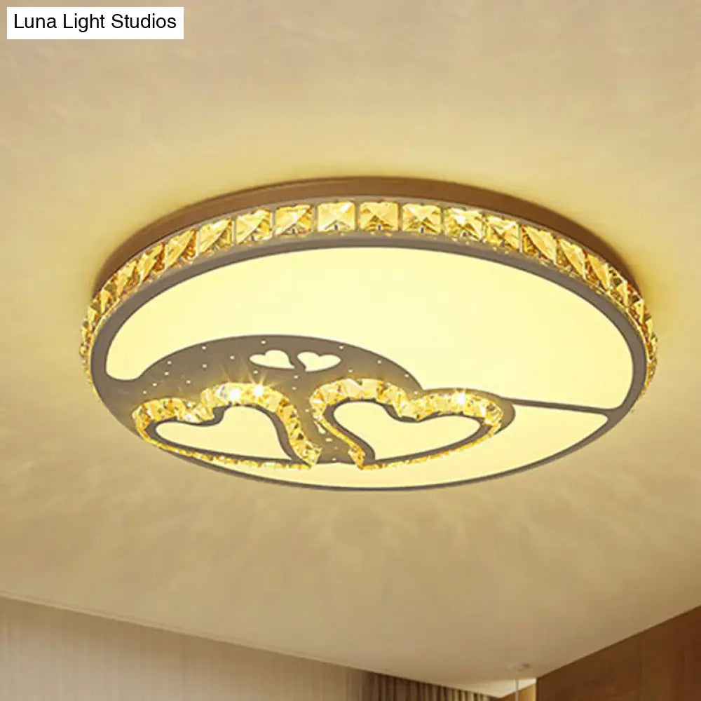 DecorBites™ DecorBites™ Heart Crystal Flush Mount LED Ceiling Lamp - Modern Bedroom Fixture in White