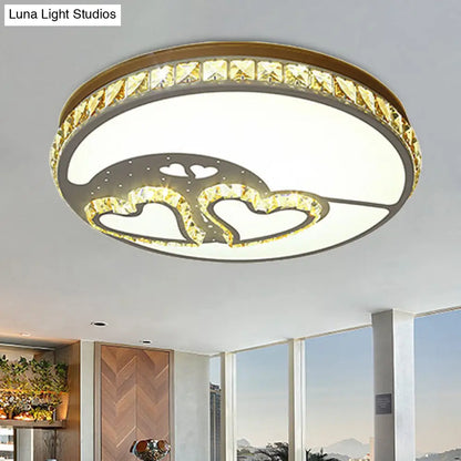 DecorBites™ DecorBites™ Heart Crystal Flush Mount LED Ceiling Lamp - Modern Bedroom Fixture in White