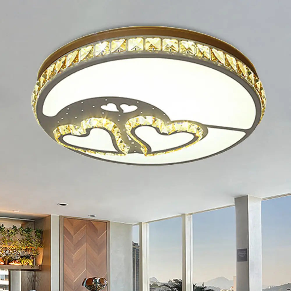 DecorBites™ DecorBites™ Heart Crystal Flush Mount LED Ceiling Lamp - Modern Bedroom Fixture in White