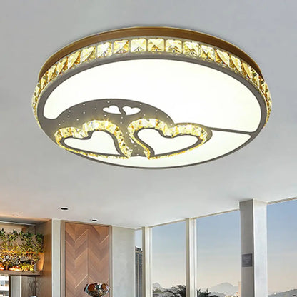 DecorBites™ DecorBites™ Heart Crystal Flush Mount LED Ceiling Lamp - Modern Bedroom Fixture in White