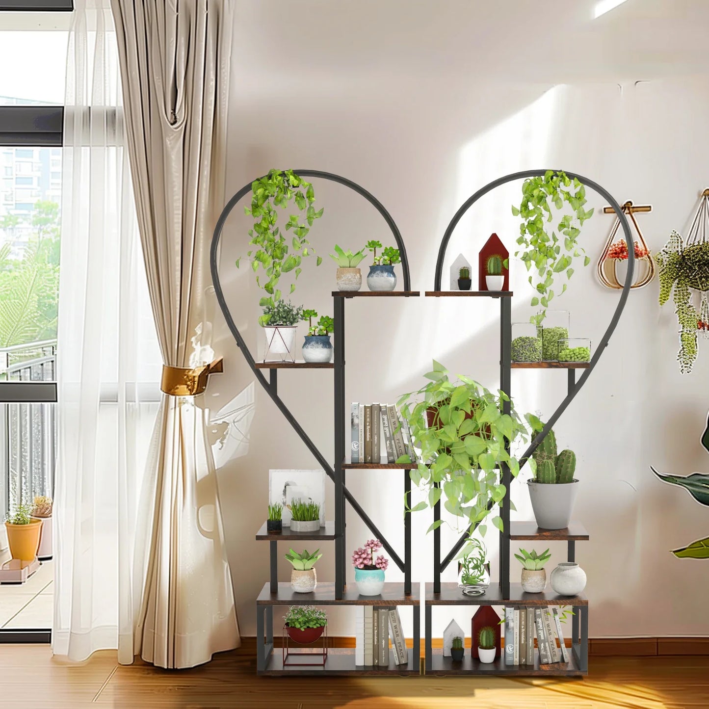 Heart Shaped 6-Tier Metal Plant Stand