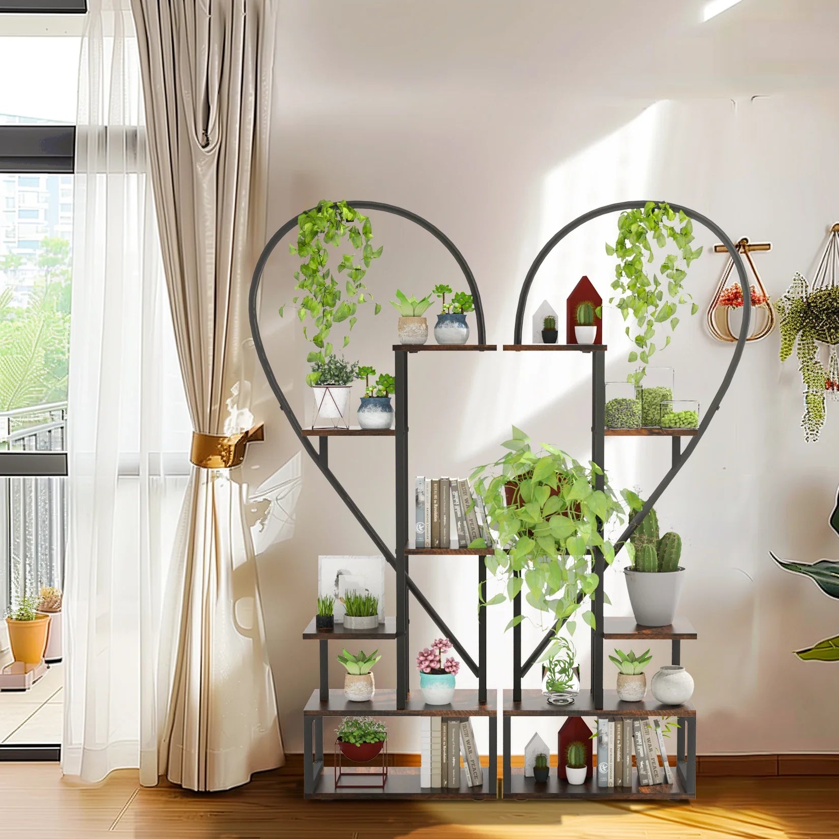 Heart Shaped 6-Tier Metal Plant Stand