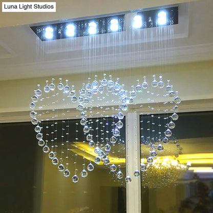 DecorBites™ DecorBites™ Heart Shaped Crystal Flush Mount Ceiling Light in Modern Stainless Steel - 3/5/6 Heads