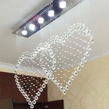 DecorBites™ DecorBites™ Heart Shaped Crystal Flush Mount Ceiling Light in Modern Stainless Steel - 3/5/6 Heads