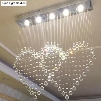 DecorBites™ DecorBites™ Heart Shaped Crystal Flush Mount Ceiling Light in Modern Stainless Steel - 3/5/6 Heads