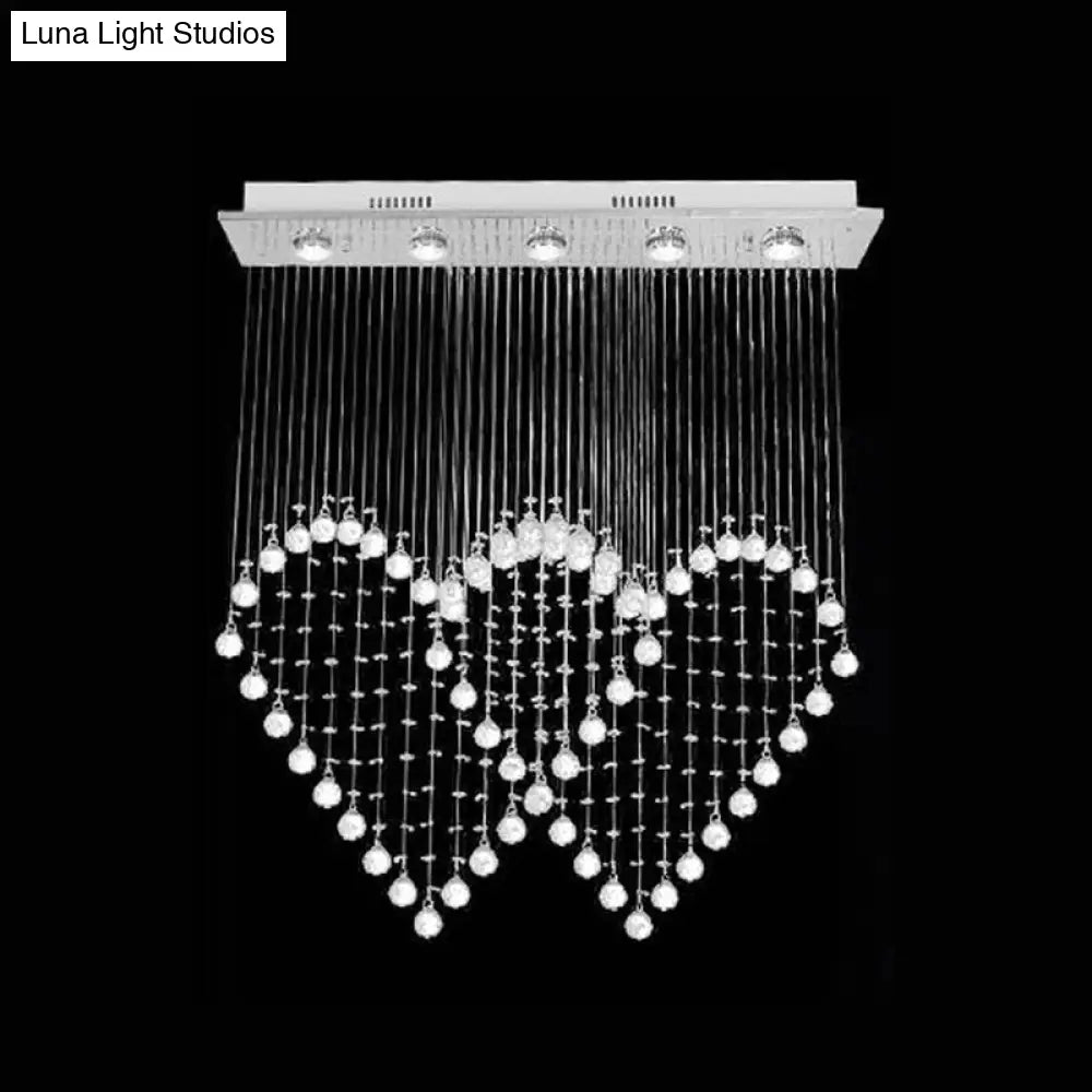 DecorBites™ DecorBites™ Heart Shaped Crystal Flush Mount Ceiling Light in Modern Stainless Steel - 3/5/6 Heads