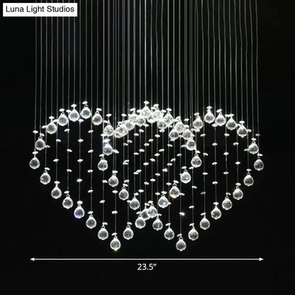 DecorBites™ DecorBites™ Heart Shaped Crystal Flush Mount Ceiling Light in Modern Stainless Steel - 3/5/6 Heads