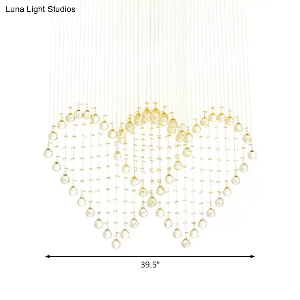 DecorBites™ DecorBites™ Heart Shaped Crystal Flush Mount Ceiling Light in Modern Stainless Steel - 3/5/6 Heads